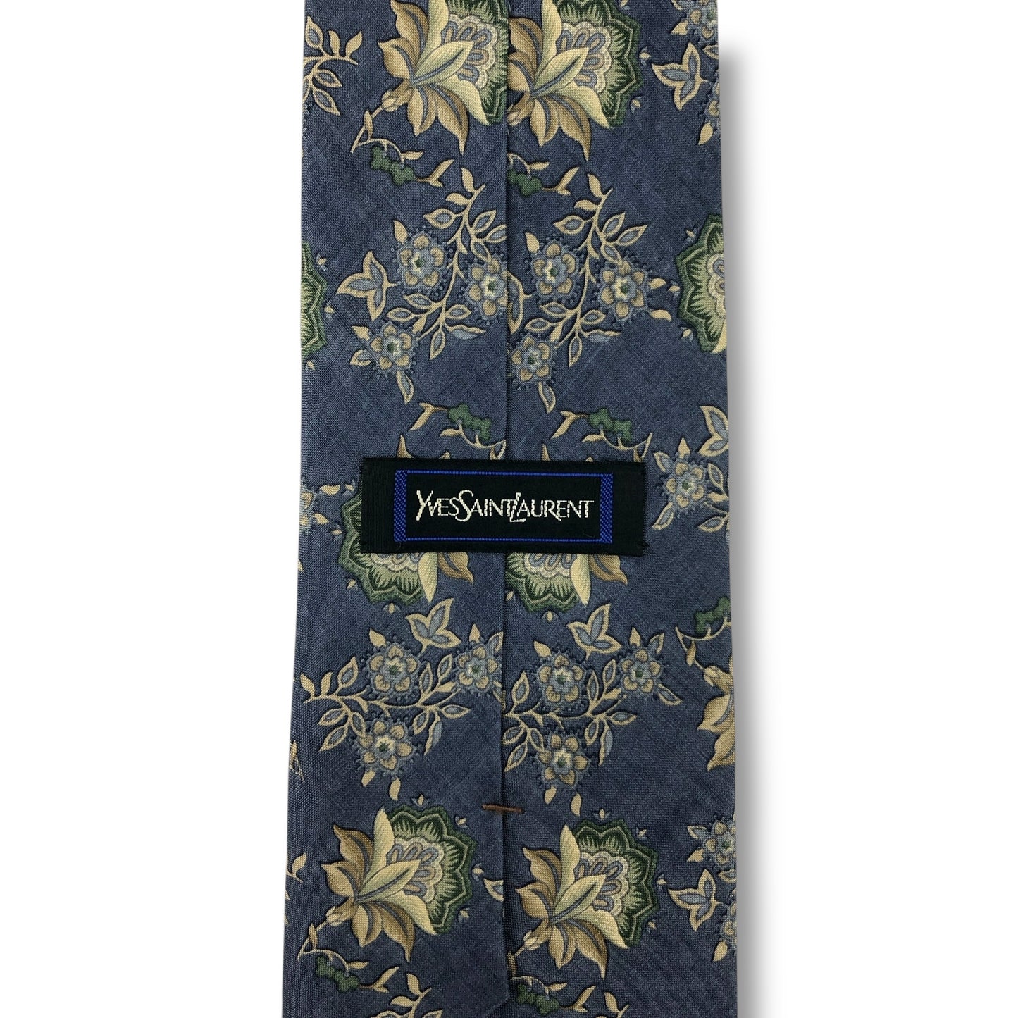 【7902】良品！サンローラン　ネクタイ　ライトブルー系　花柄