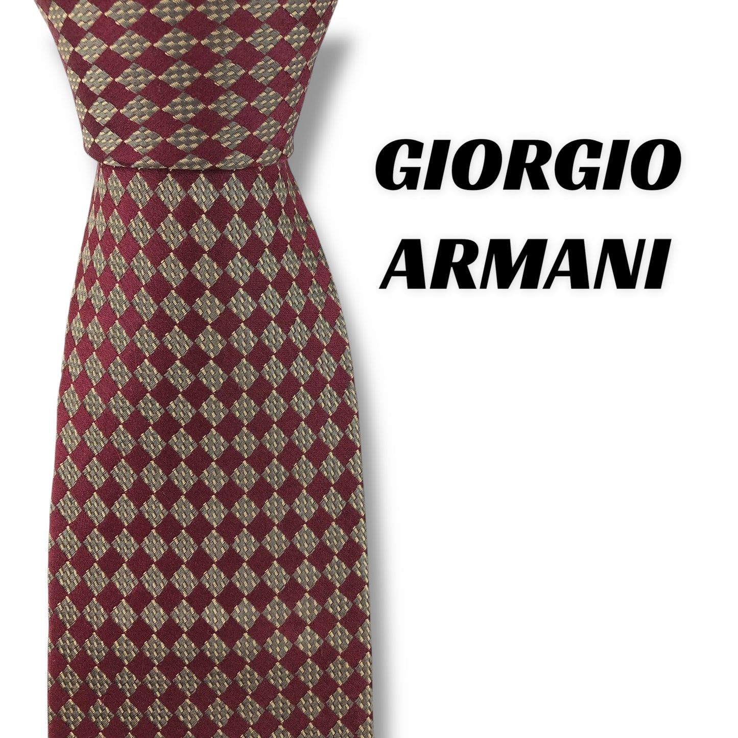 【7906】良品！アルマーニ　ネクタイ　ボルドー系