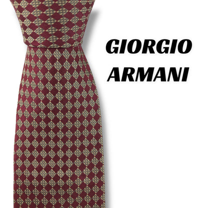 【7906】良品！アルマーニ　ネクタイ　ボルドー系