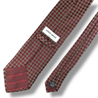 【7906】良品！アルマーニ　ネクタイ　ボルドー系