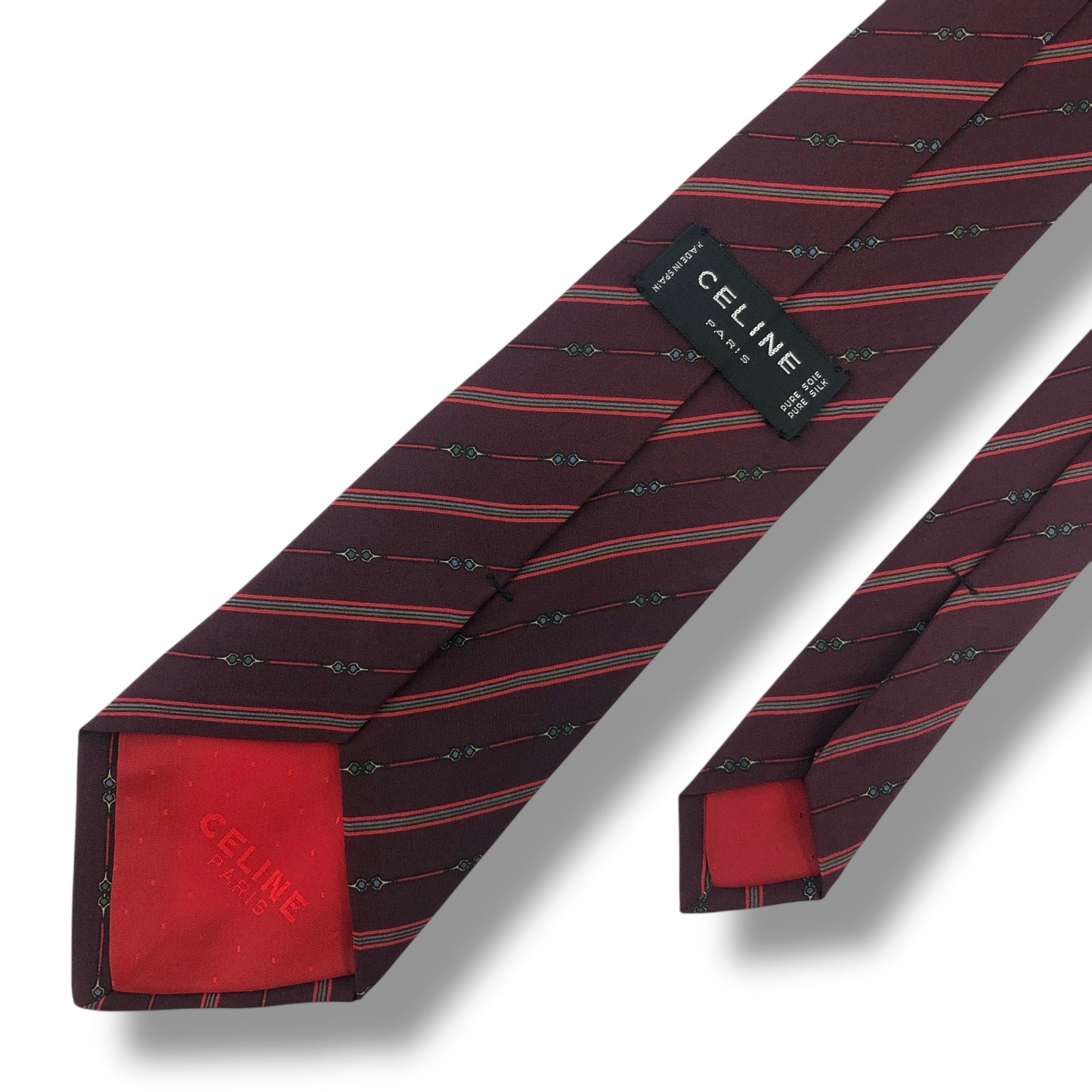 【7913】良品！セリーヌ　ネクタイ　ボルドー系