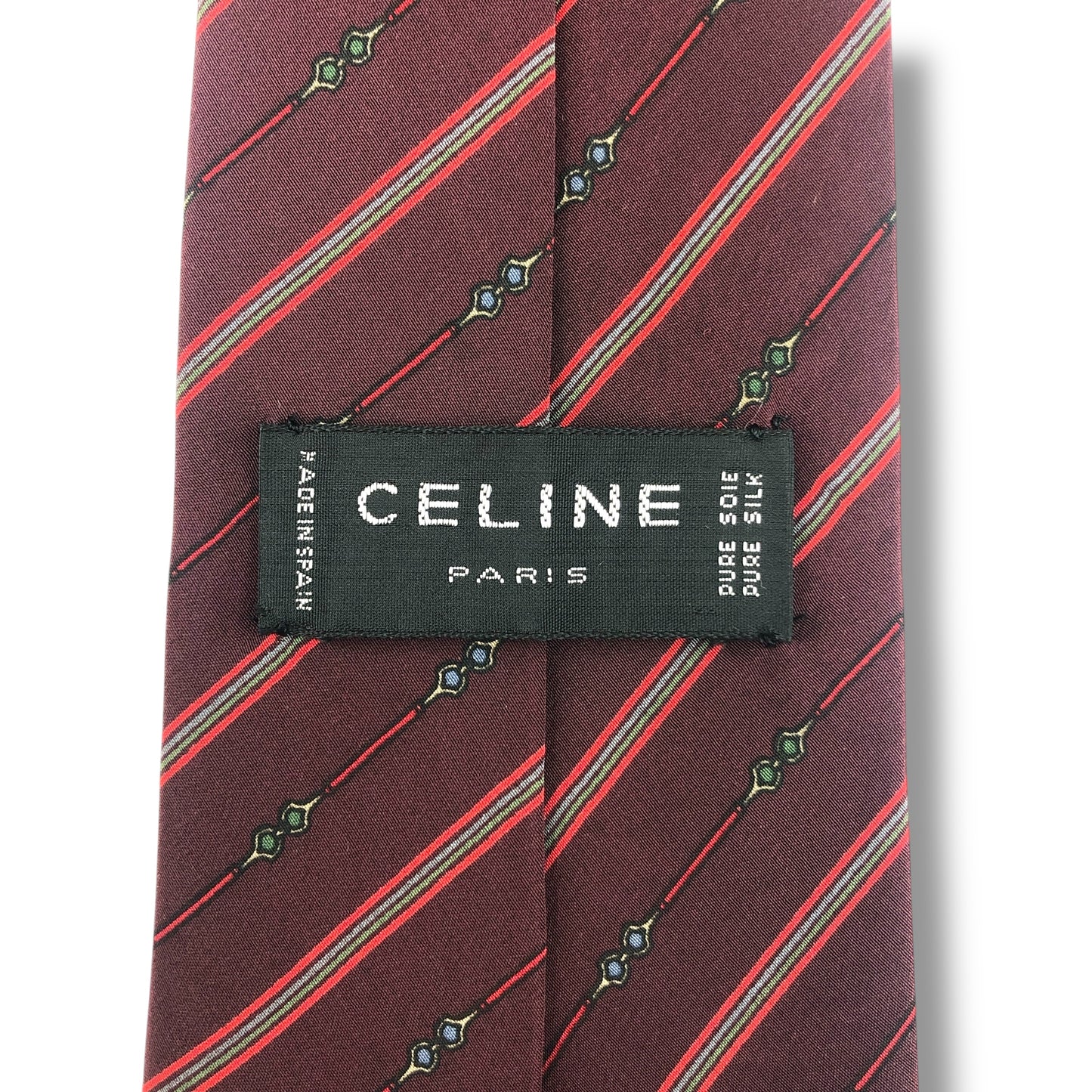 【7913】良品！セリーヌ　ネクタイ　ボルドー系
