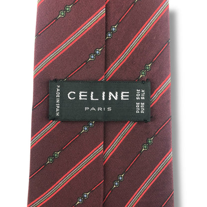【7913】良品！セリーヌ　ネクタイ　ボルドー系