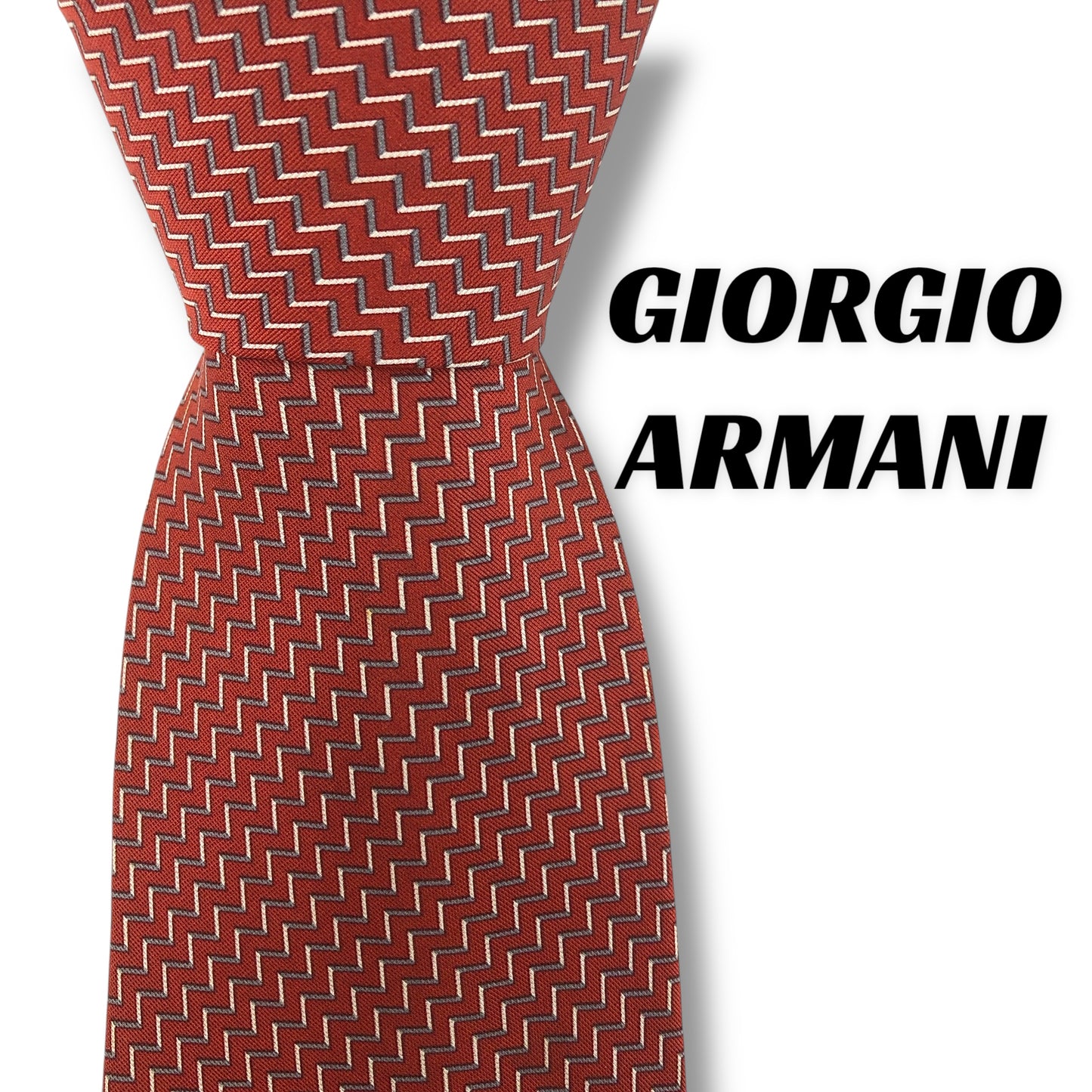 【7918】良品！アルマーニ　ネクタイ　レッド系