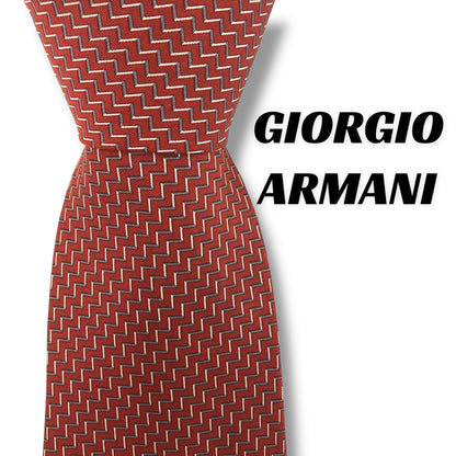 【7918】良品！アルマーニ　ネクタイ　レッド系