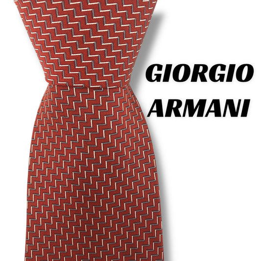 【7918】良品！アルマーニ　ネクタイ　レッド系
