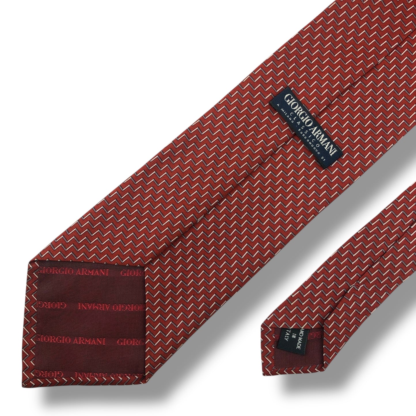 【7918】良品！アルマーニ　ネクタイ　レッド系