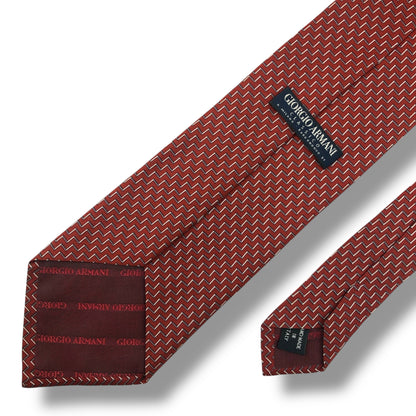 【7918】良品！アルマーニ　ネクタイ　レッド系