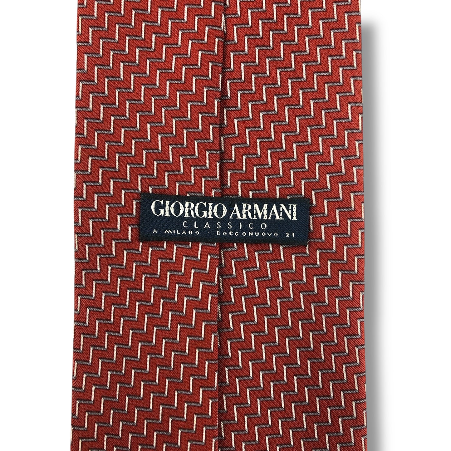 【7918】良品！アルマーニ　ネクタイ　レッド系