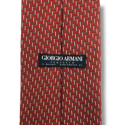 【7918】良品！アルマーニ　ネクタイ　レッド系