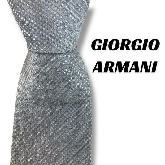 【7919】美品！アルマーニ　ネクタイ　水色系