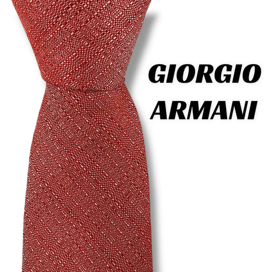 【7923】美品！ジョルジオアルマーニ　ネクタイ　レッド系