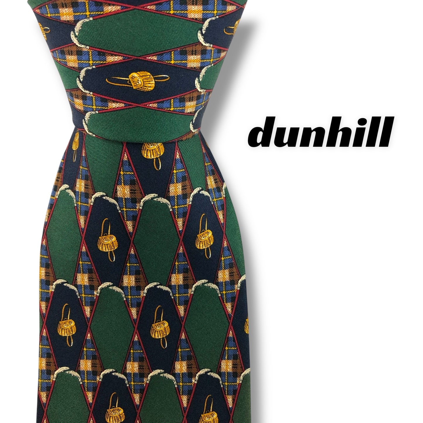 【7925】良品ー可品！ダンヒル　ネクタイ　グリーン系