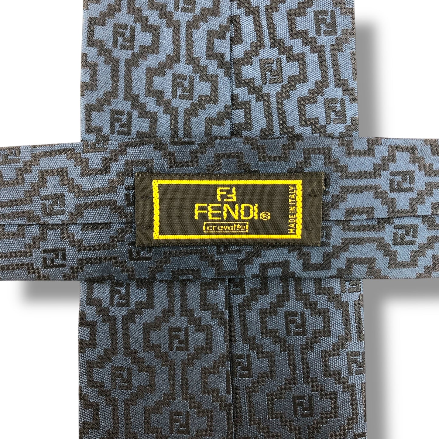 【7926】美品ー良品！フェンディ　ネクタイ　ネイビー系　FF柄