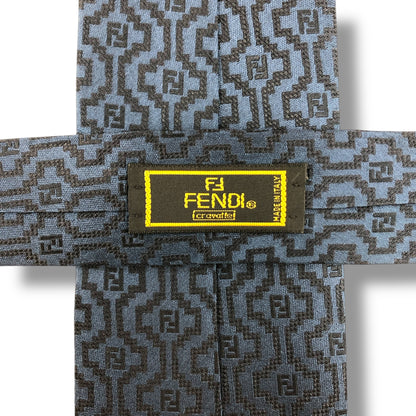 【7926】美品ー良品！フェンディ　ネクタイ　ネイビー系　FF柄