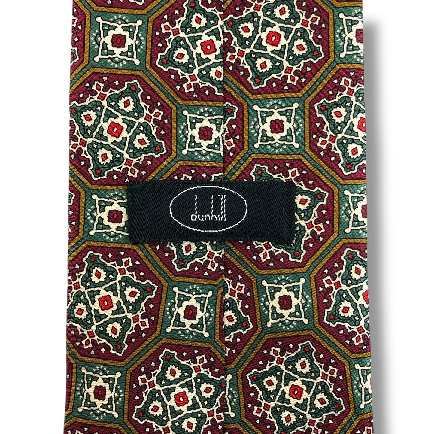 【7927】美品！ダンヒル　ネクタイ　ボルドー系　グリーン系