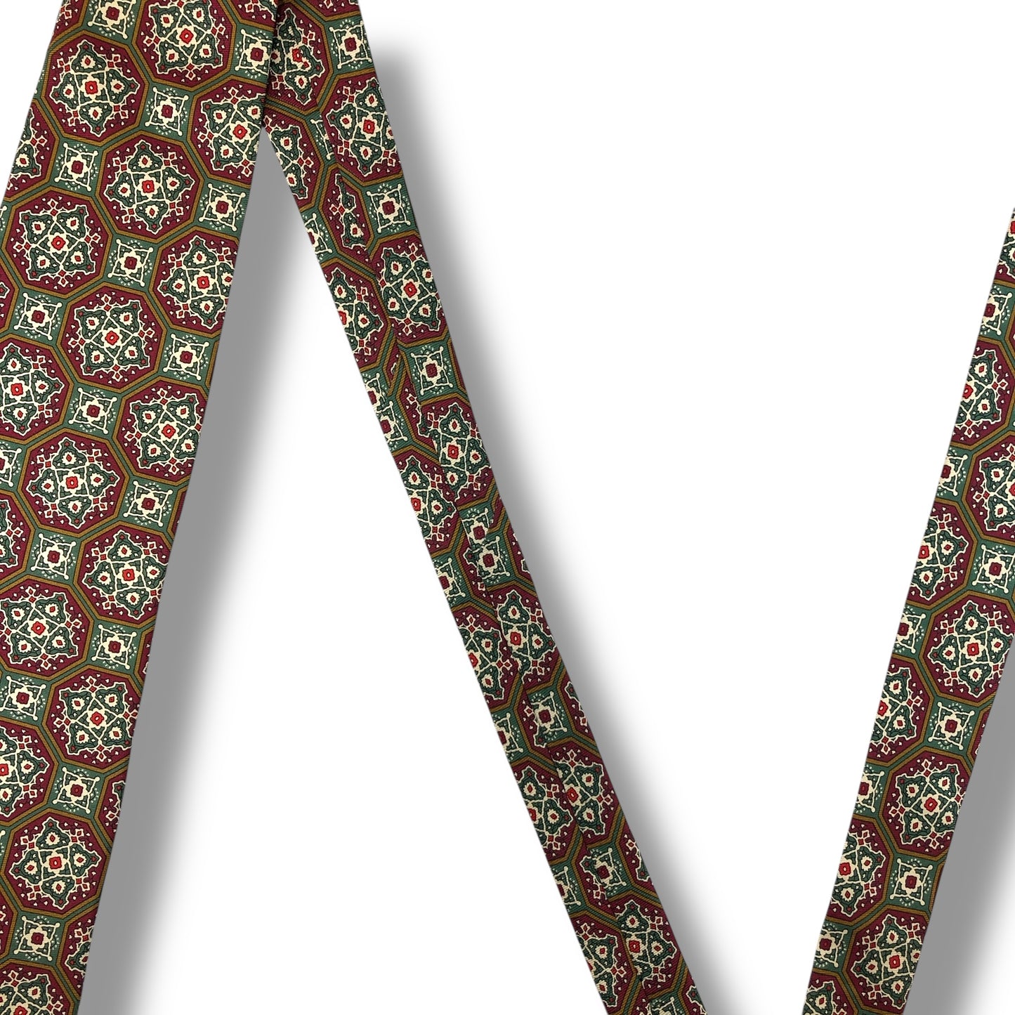 【7927】美品！ダンヒル　ネクタイ　ボルドー系　グリーン系