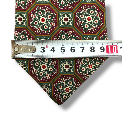 【7927】美品！ダンヒル　ネクタイ　ボルドー系　グリーン系