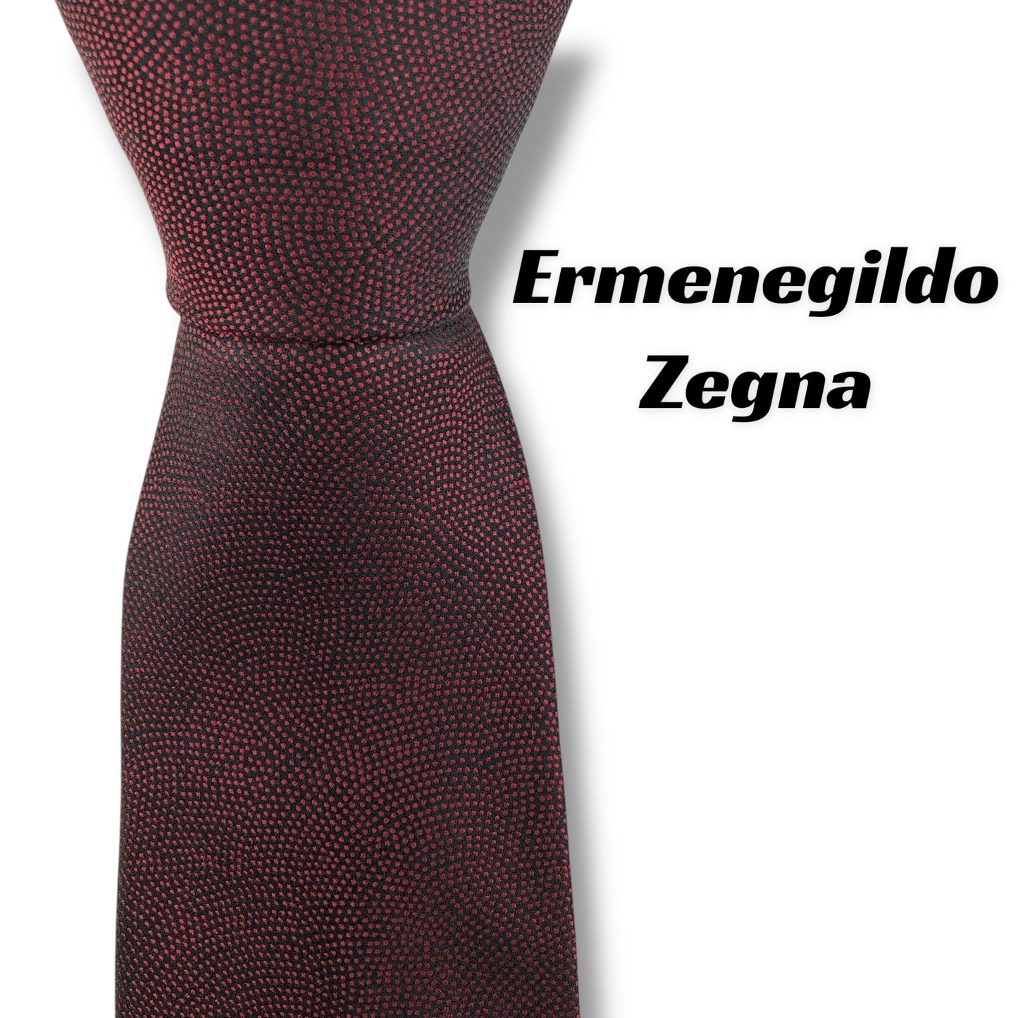 【7928】美品！エルメネジルドゼニア　ネクタイ　ボルドー系