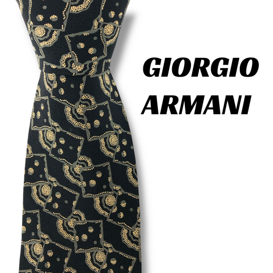 【7931】良品！ジョルジオアルマーニ　ネクタイ　ブラック系