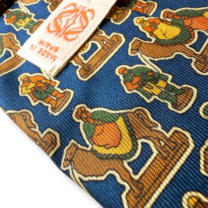 【8850】良品！ロエベ　ネクタイ　ネイビー系　ラクダ柄