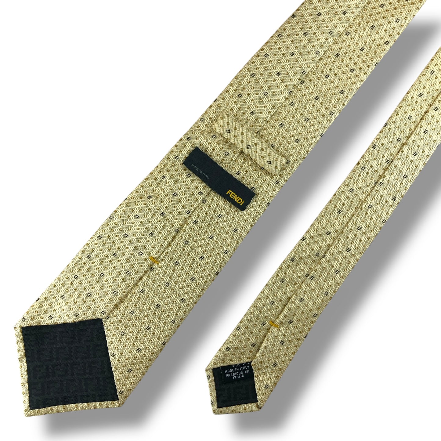 【7939】美品！フェンディ　ネクタイ　ゴールド系　FF柄