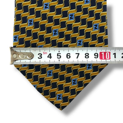 【7958】美品！フェンディ　ネクタイ　ネイビー系　FF柄