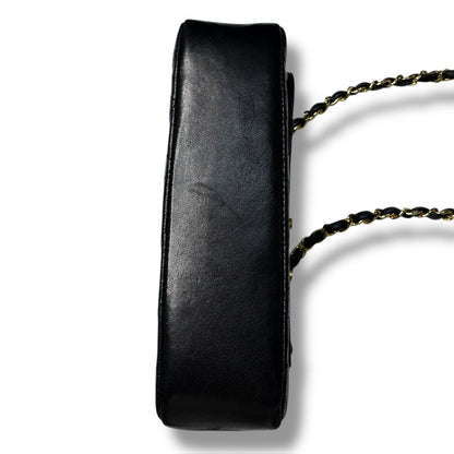 【良品】シャネル　ミニマトラッセ　チェーンショルダーバッグ　ブラック　ラムスキン