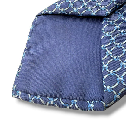 【8784】可品！エルメス　ネクタイ　ブルー系×水色系