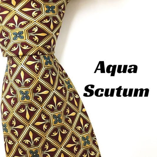 【2906】良品！アクアスキュータム　ネクタイ　レッド系