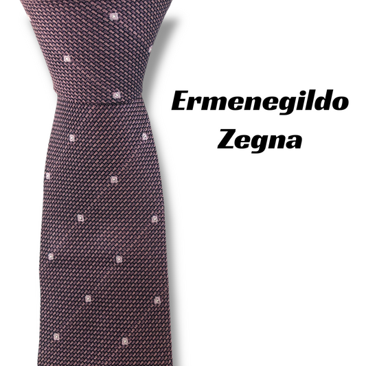 【8014】美品！エルメネジルドゼニア　ネクタイ　パープル系