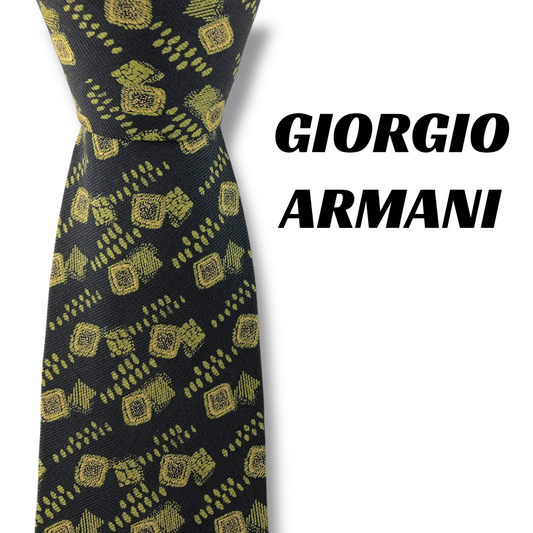 【8028】良品！ジョルジオアルマーニ　ネクタイ　ダークグリーン系