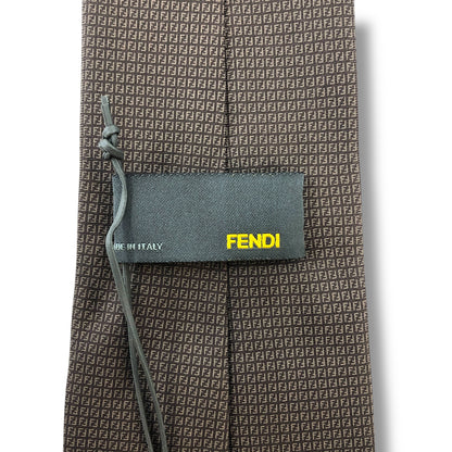 【8129】未使用保管品！フェンディ　ネクタイ　ダークブラウン系　FF柄