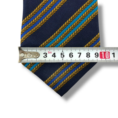 【8191】良品！セリーヌ　ネクタイ　ネイビー系　ストライプ柄