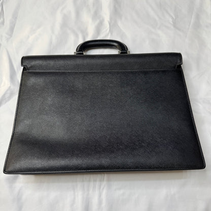 【良品】バーバリー　バッグ　ブラック系　ビジネスバッグ　サフィアーノ