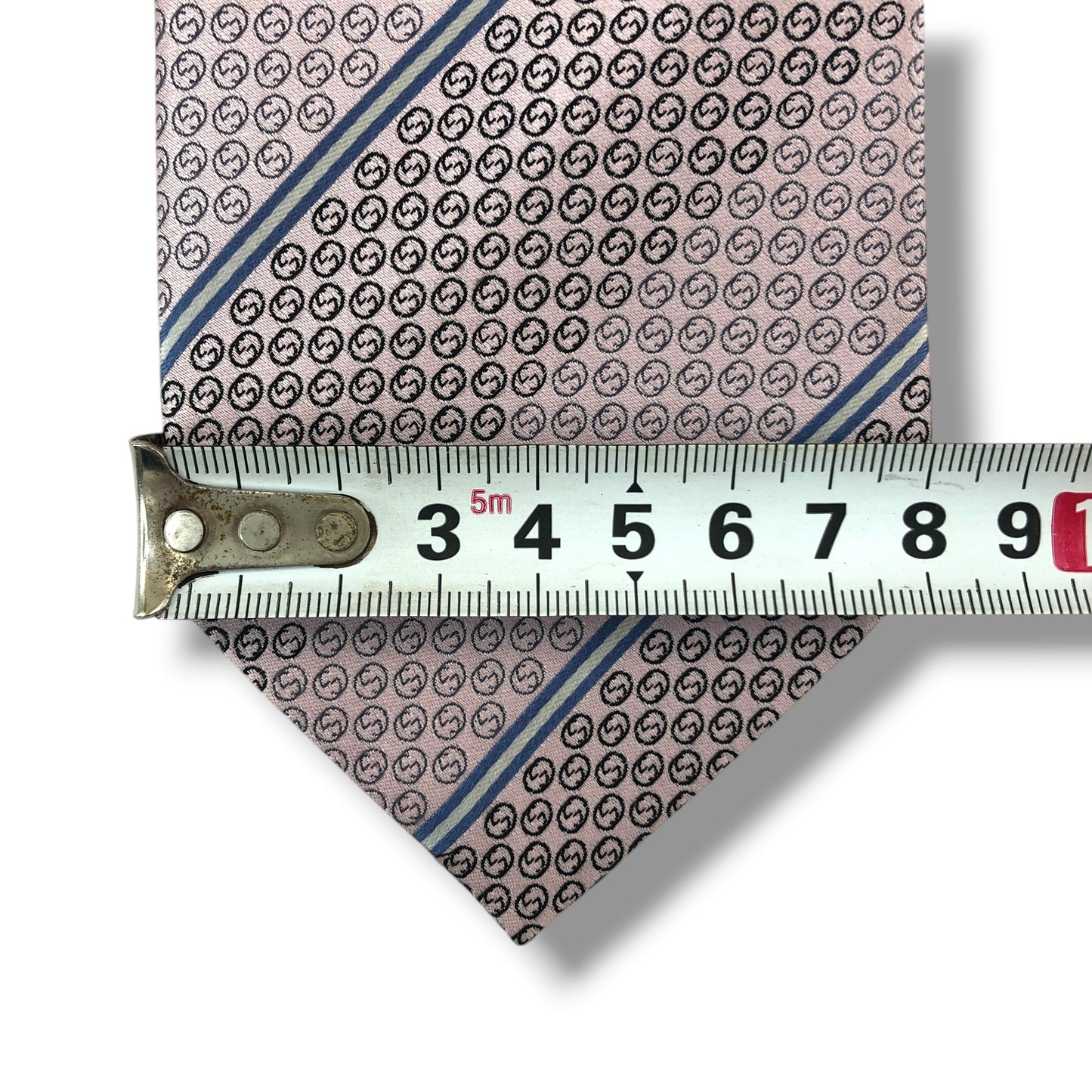 【8246】良品！グッチ　ネクタイ　ピンク系　インターロッキング