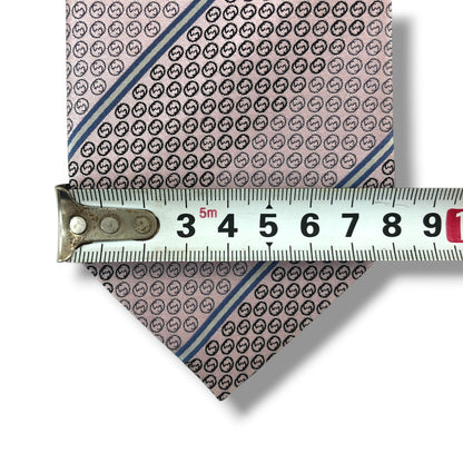 【8246】良品！グッチ　ネクタイ　ピンク系　インターロッキング