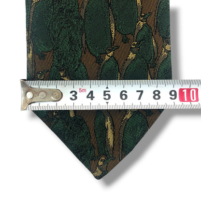 【8255】美品！フェンディ　ネクタイ　グリーン系 　ペンギン柄