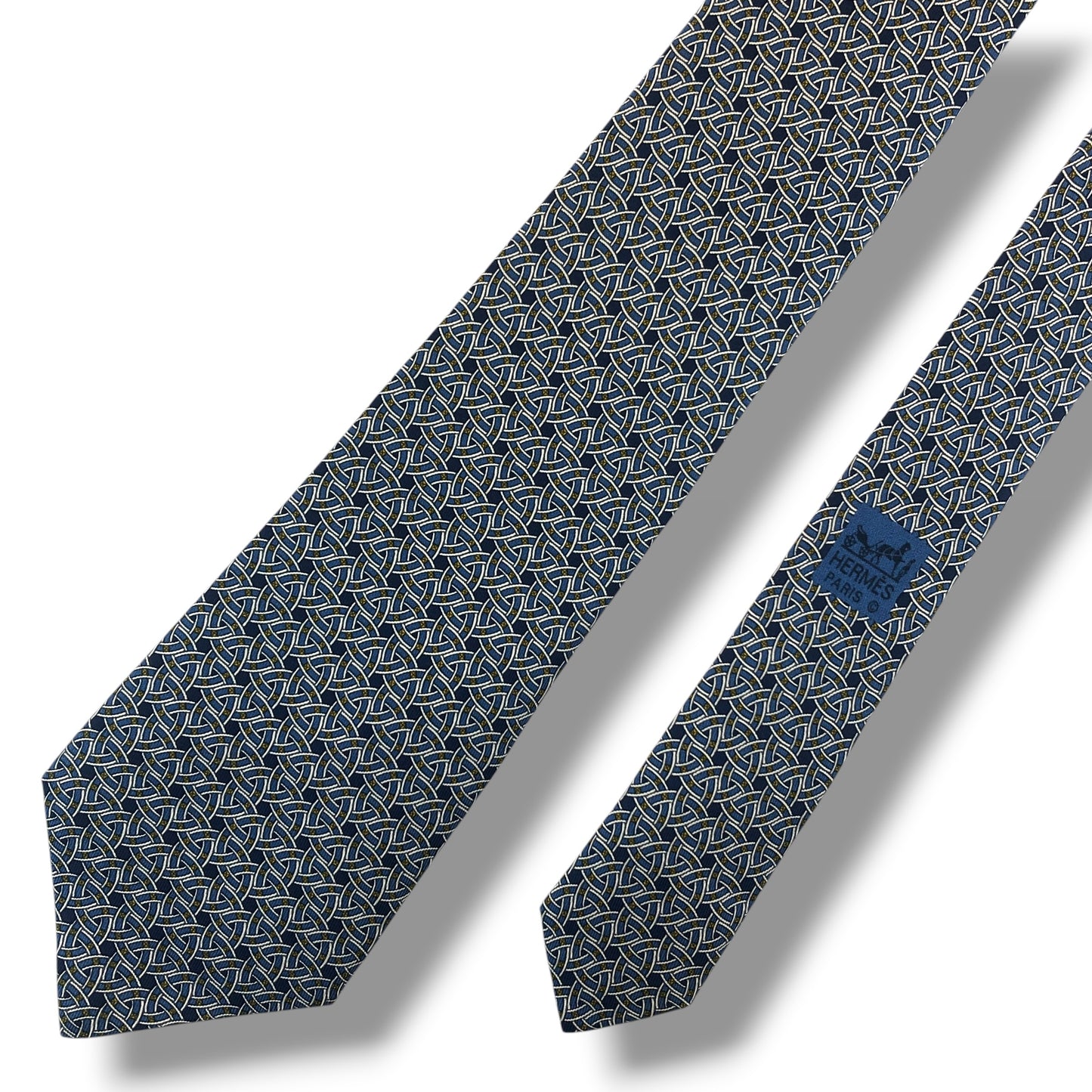 【8256】美品！エルメス　ネクタイ　ネイビー系
