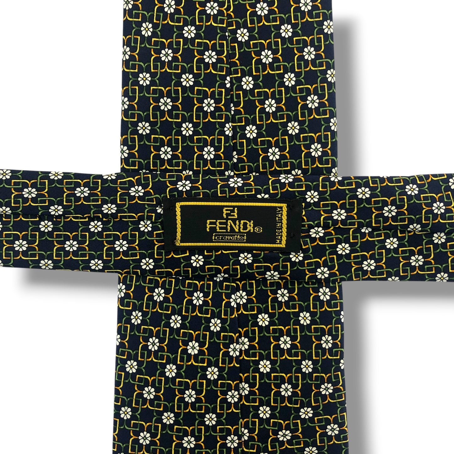 【8264】良品！フェンディ　ネクタイ　ダークネイビー系　花柄