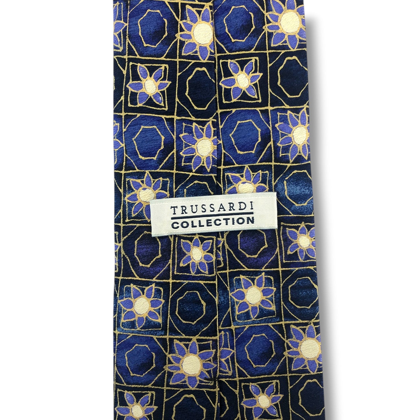 【8277】美品！トラサルディ　ネクタイ　ネイビー系　花柄