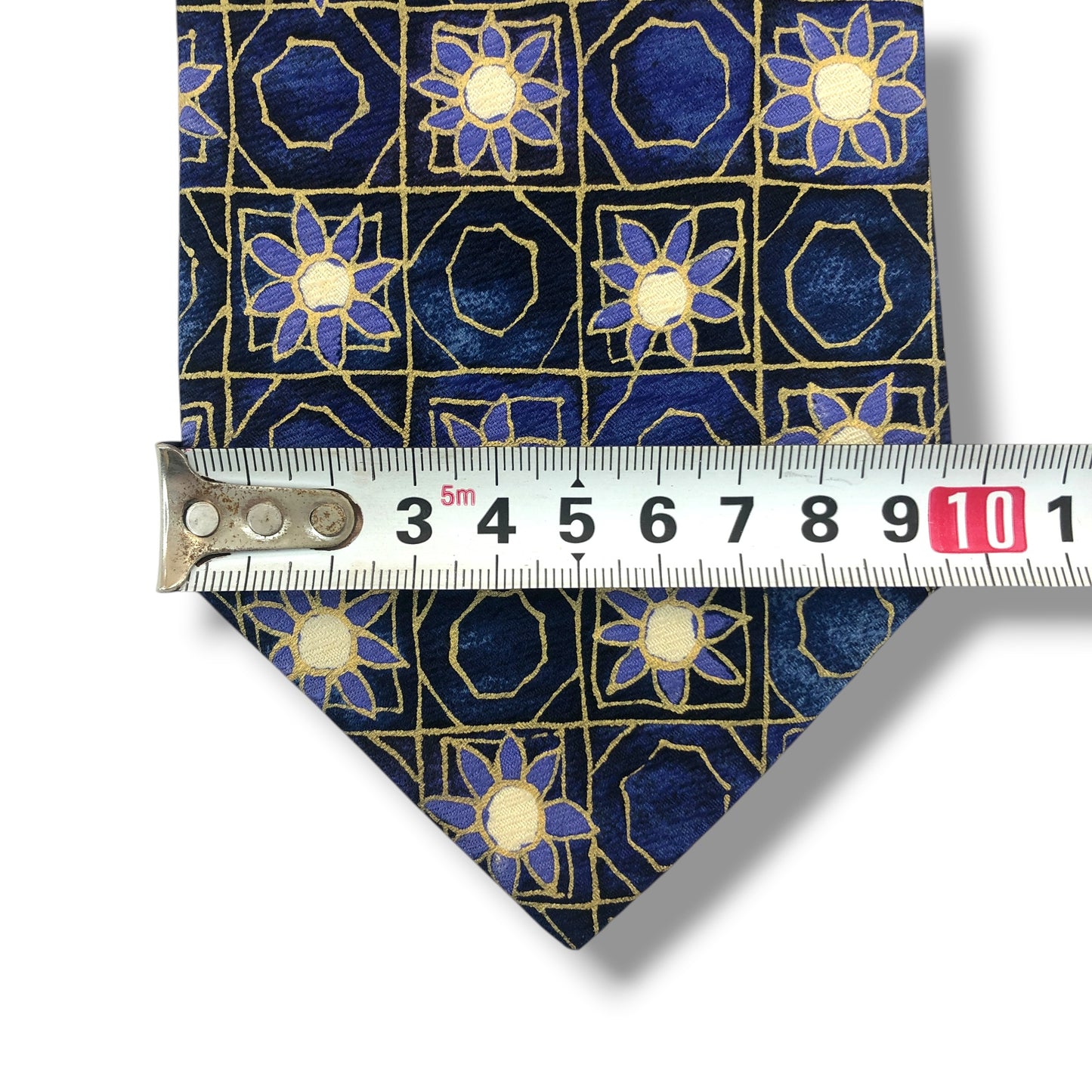 【8277】美品！トラサルディ　ネクタイ　ネイビー系　花柄