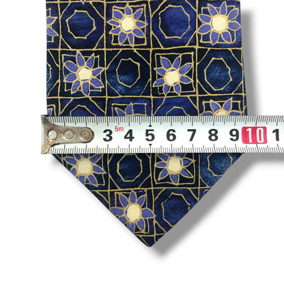 【8277】美品！トラサルディ　ネクタイ　ネイビー系　花柄
