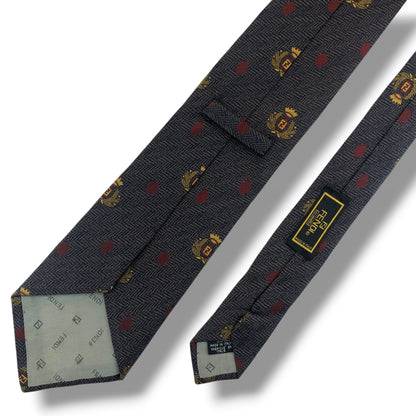 【8288】良品！フェンディ　ネクタイ　ブラウン系　FF柄