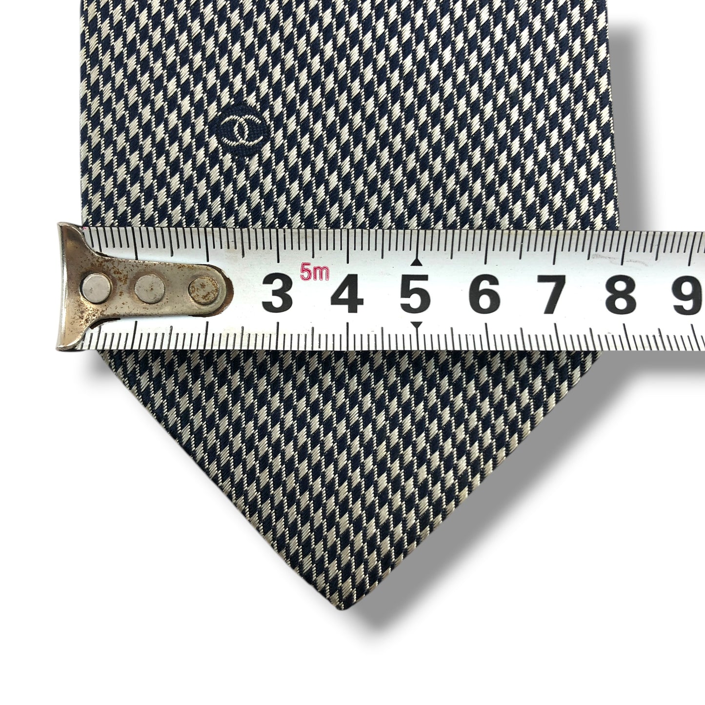 【8291】美品ー良品！シャネル　ネクタイ　シルバー系