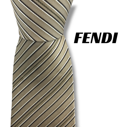 【8294】良品！フェンディ　ネクタイ　ベージュ系　FF柄