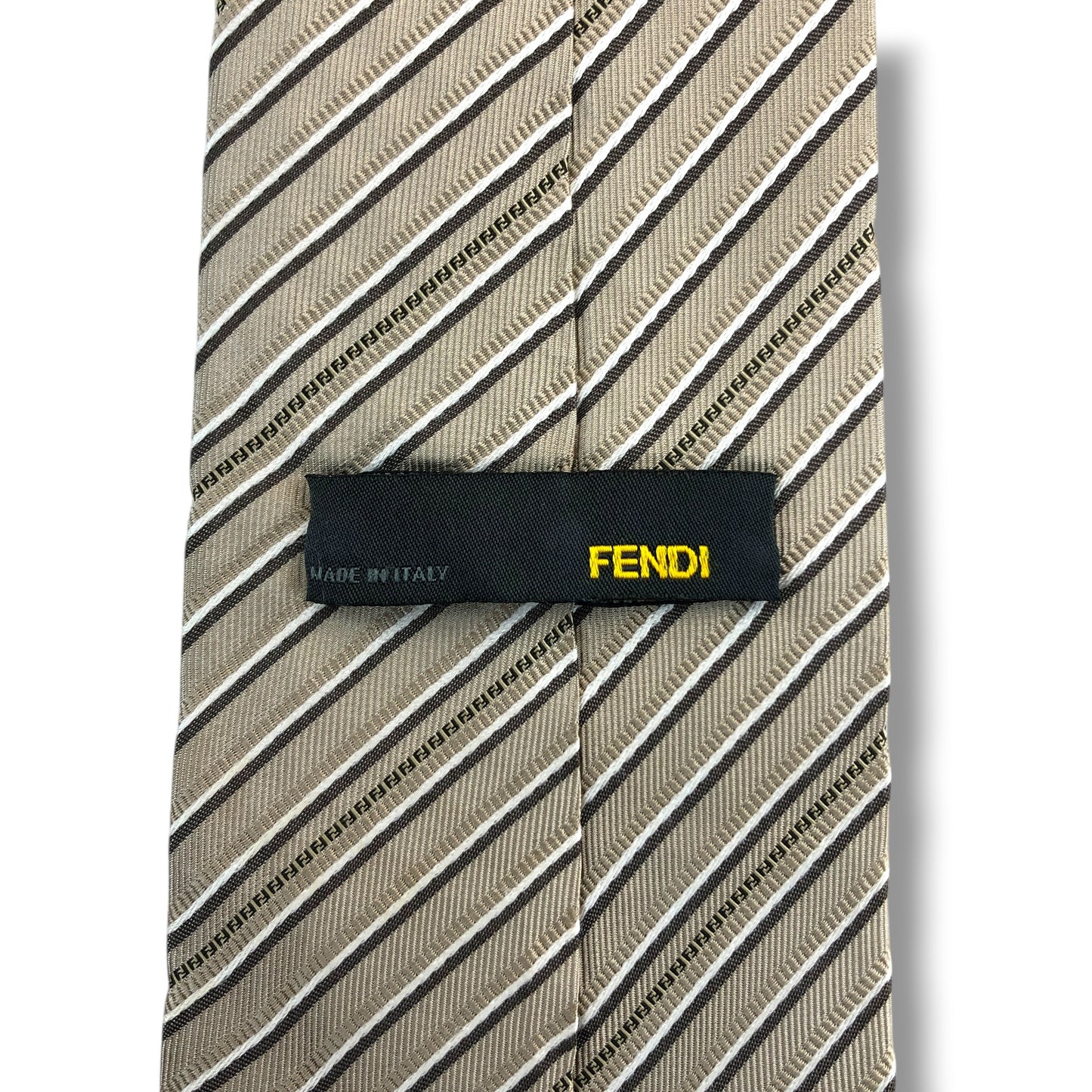 【8294】良品！フェンディ　ネクタイ　ベージュ系　FF柄