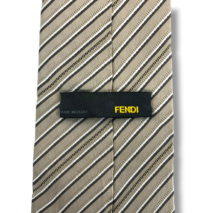 【8294】良品！フェンディ　ネクタイ　ベージュ系　FF柄