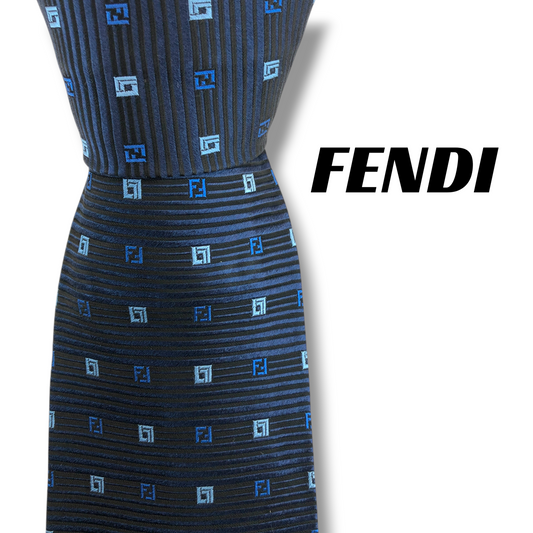 【8297】美品！フェンディ　ネクタイ　ブルー系