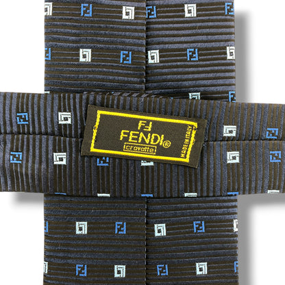 【8297】美品！フェンディ　ネクタイ　ブルー系